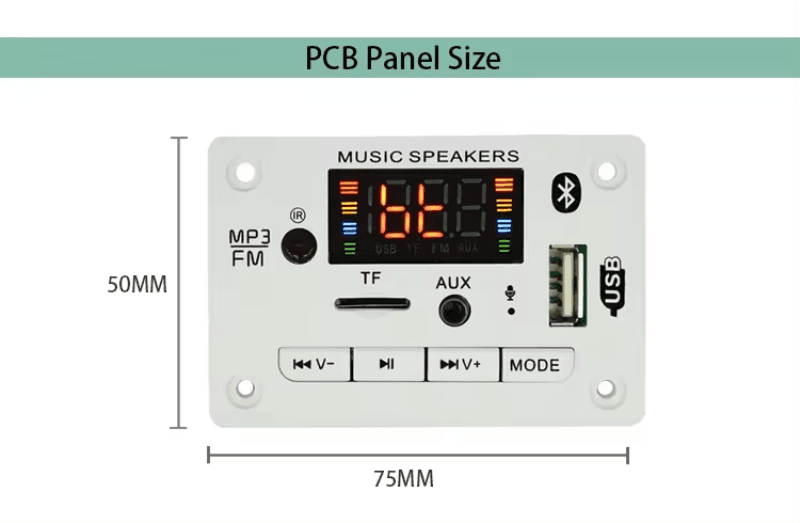Modulo Amplificador USB AUX Bluetooth FM SD 7-16V - 2X25Wtts Ref: JQ-D003BT - Image 3