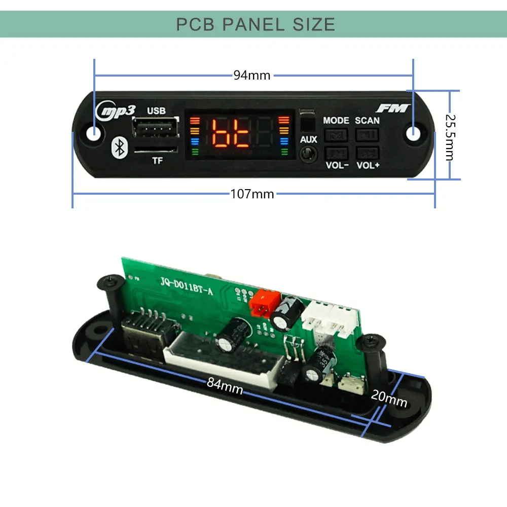 Modulo Amplificador USB AUX Bluetooth FM SD 12V - 2X25Wtts Ref: JQ-D011BT - Image 3