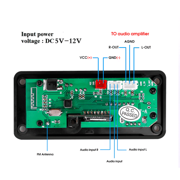 Modulo Reproductor MP3 USB AUX Bluetooth FM TF Card 12V Ref: JQ-D022BT - Image 3