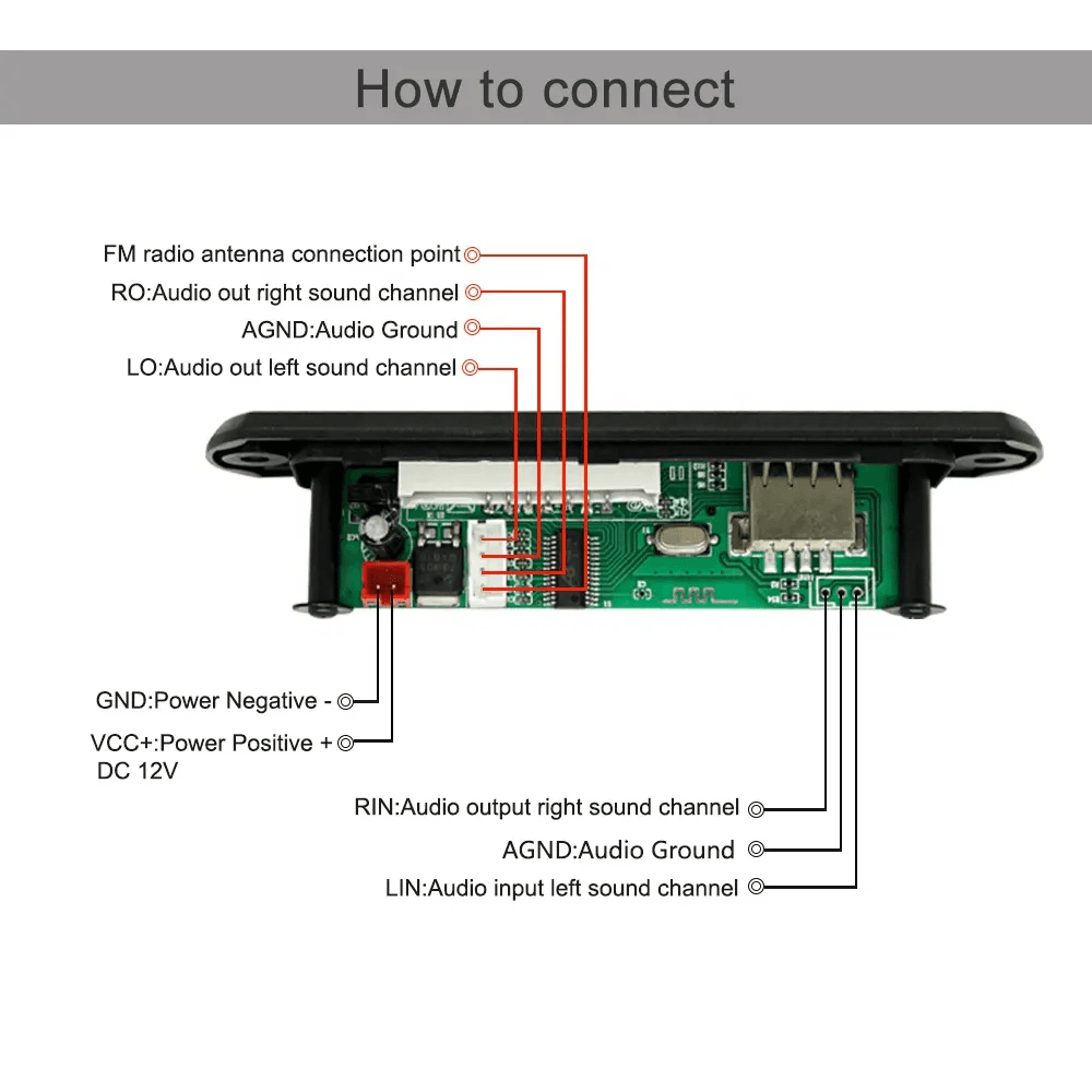 Modulo Reproductor MP3 USB AUX Bluetooth FM TF Card 12V Ref: JQ-D096BT - Image 4