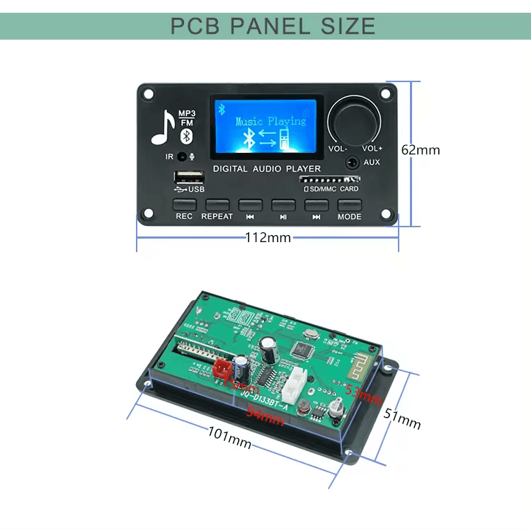 Modulo Reproductor MP3 USB AUX Bluetooth FM TF Card 12V Ref: JQ-D006BT - Image 5
