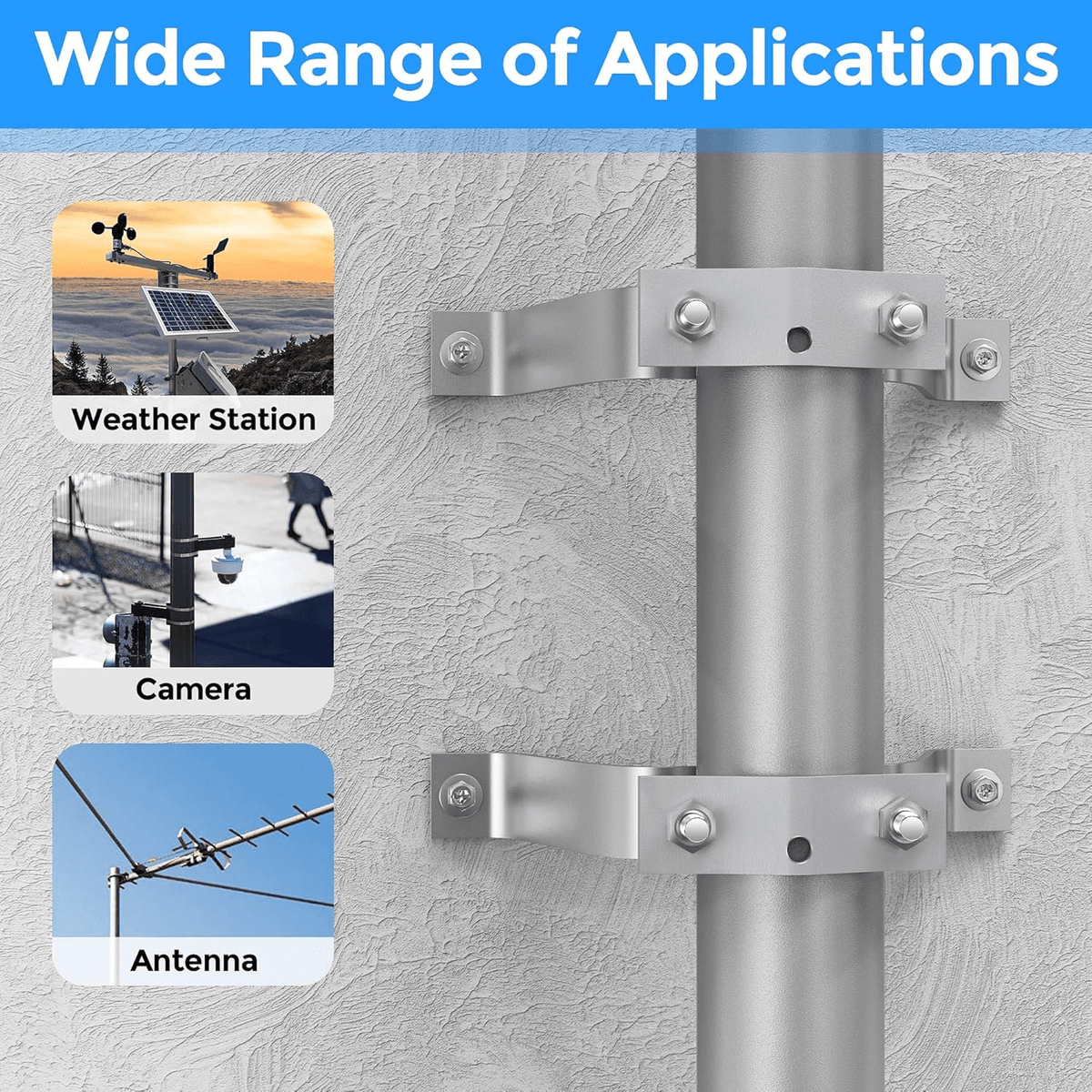 Kit Abrazaderas de Montaje en Pared para Mástil ó Poste de Antena TV, Satelite - Image 8